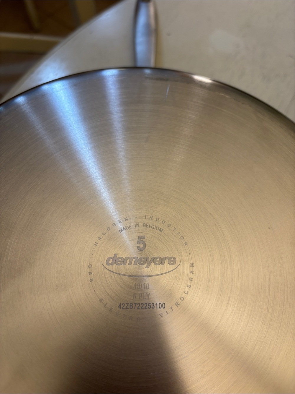 Demeyere 3 quart industry 5 ply Stainless Steel Sauté Pan with Lid.